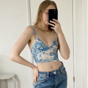 UO Lolly Satin Tie Shoulder Top